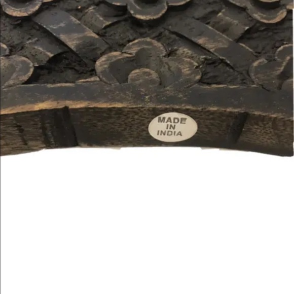 Handcarved Wooden Floral Embossed Clothing Hanger In  Antique Brown - Picture 5 of 5